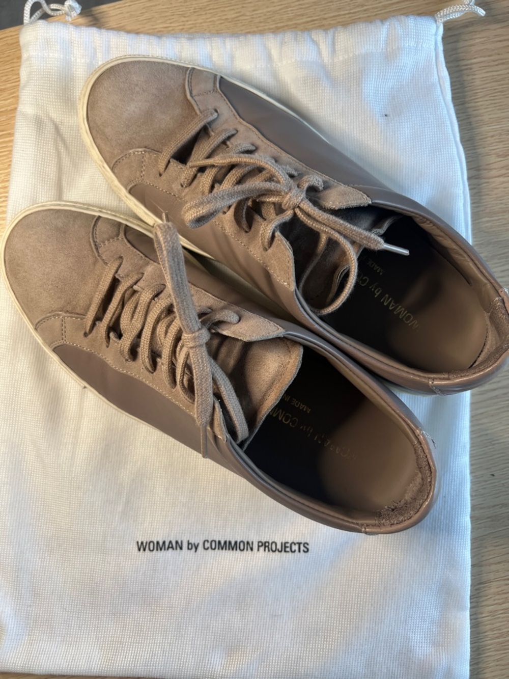 Common Projects Taupe Leather & Suede Low-Top Sneakers